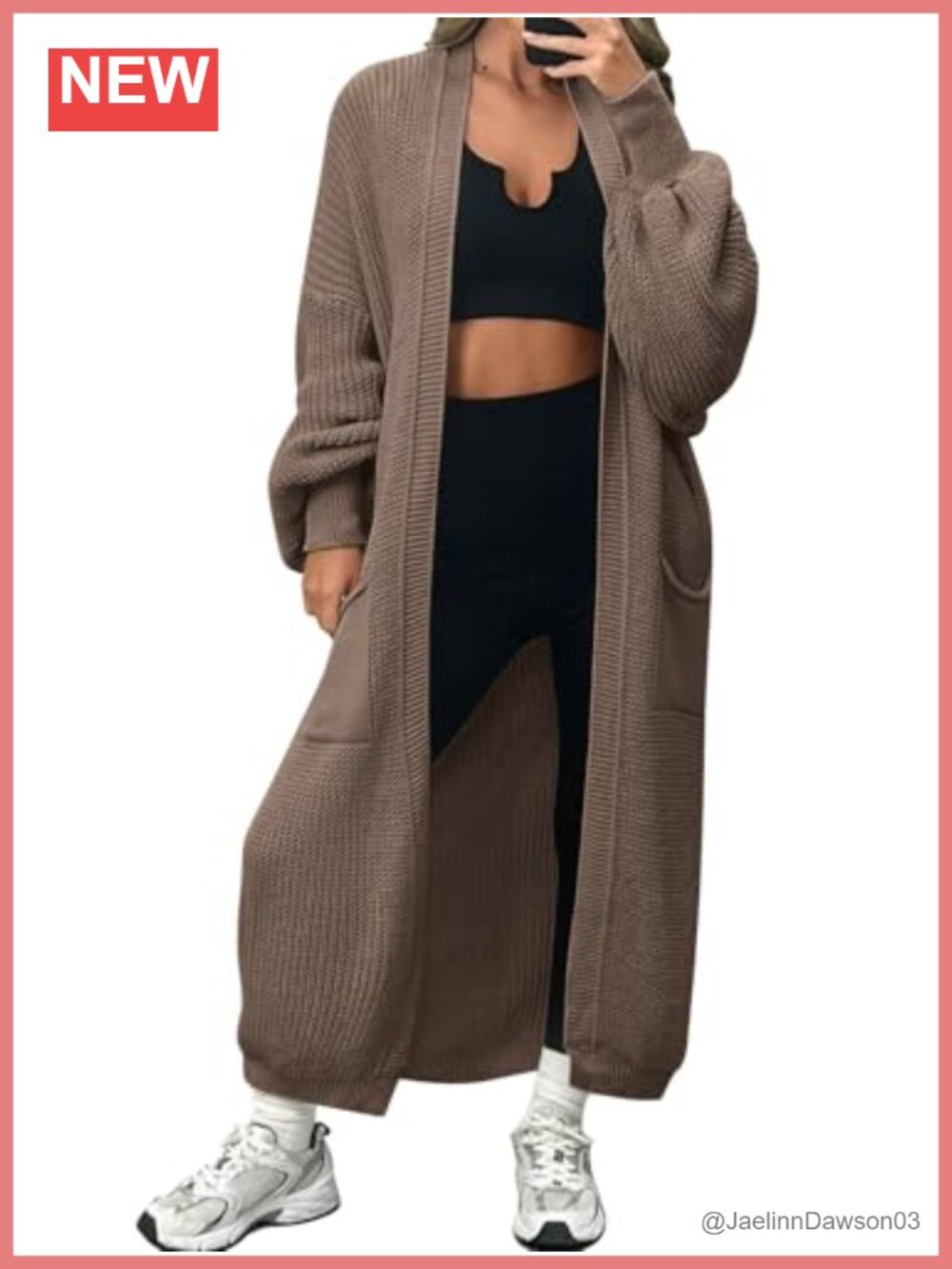 Long Oversized Open Front Cardigan Sweater with Pockets